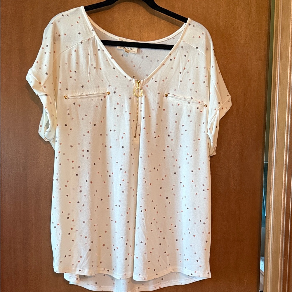 White Starred Women's Top